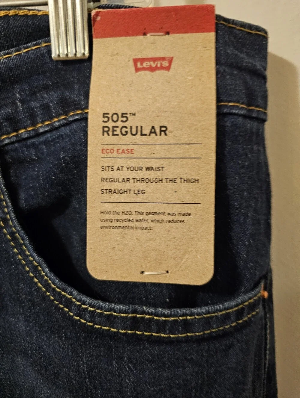 Levis 505 Regular Fit Straight Leg Jeans Men's Size 36x32 Blue Denim NWT